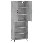 vidaXL Buffet haut Gris béton 69 5x34x180 cm Bois d'ingénierie