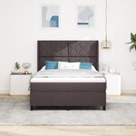 Lit à sommier à ressorts avec matelas et LED Marron Foncé 140x190 cm Tissu