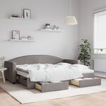 vidaXL Lit de jour avec gigogne et tiroirs sans matelas taupe 80x200cm