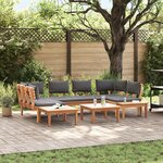 Bancs de jardin vidaXL 4 pièces avec coussins en bois d'acacia massif