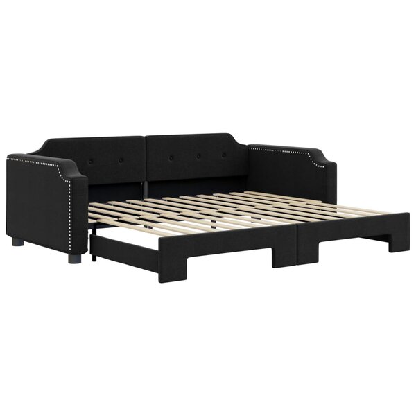 vidaXL Lit de jour avec gigogne sans matelas noir 90x200 cm