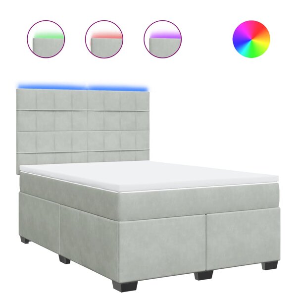 vidaXL Sommier à lattes de lit et matelas Gris clair 140x190cm Velours