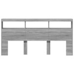 vidaXL Armoire tête de lit avec LED sonoma gris 200x17x102 cm