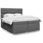 vidaXL Sommier à lattes de lit avec matelas Gris foncé 200x200cm Tissu