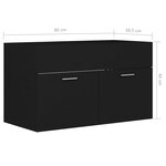 vidaXL Armoire d'évier avec lavabo intégré Noir Aggloméré