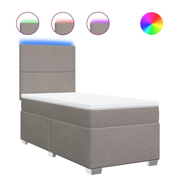 vidaXL Sommier à lattes de lit avec matelas Taupe 90x190 cm Tissu