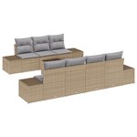 vidaXL Ensemble de sofa de jardin 8 pièces avec coussins beige en poly rotin