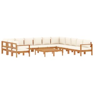 vidaXL Salon de jardin avec coussins 9 Pièces bois massif d'acacia