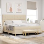 Lit Box Spring vidaXL avec Matelas & Banc Crème 200x200 cm Tissu