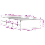 vidaXL Cadre de lit avec tiroirs sans matelas gris béton 100x200 cm