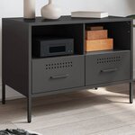 vidaXL Meuble TV noir 68x39x50 5 cm acier laminé à froid