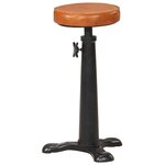 vidaXL Tabourets de bar lot de 2 marron cuir véritable et fonte