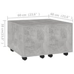 vidaXL Table basse gris béton 60x60x38 cm bois d'ingénierie