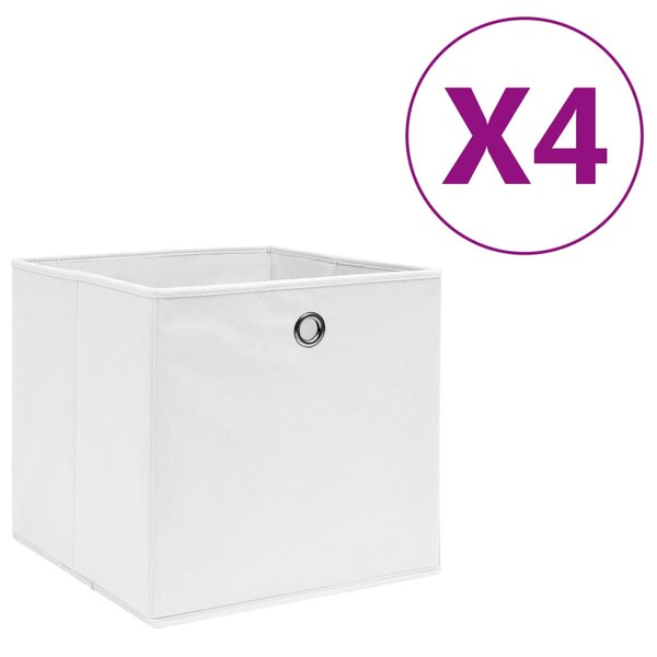 vidaXL Boîtes de rangement 4 Pièces Tissu intissé 28x28x28 cm Blanc