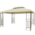 HOMCOM Tonnelle Pavillon de jardin barnum style colonial double toit 4 x 3 m acier crème