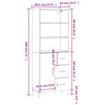 vidaXL Buffet haut Blanc 69 5x34x180 cm Bois d'ingénierie