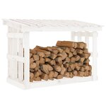 vidaXL Support pour bois de chauffage Blanc 108x64 5x77 cm Bois de pin