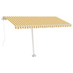 vidaXL Auvent manuel rétractable avec LED 450x300 cm Jaune et blanc