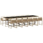 vidaXL Ensemble à manger de jardin et coussins 13 Pièces beige