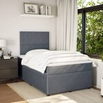 vidaXL Sommier à lattes de lit et matelas Gris foncé 120x200cm Velours