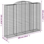 vidaXL Paniers à gabions arqués 7 Pièces 300x50x220/240 cm fer galvanisé