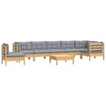 Salon de jardin meuble d'extérieur ensemble de mobilier 9 pièces avec coussins gris bois de pin solide 02_0017990