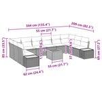vidaXL Ensemble de canapés de jardin de 11 pièces avec coussins noirs en poly rotin