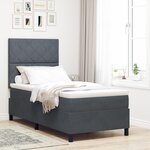 Lit Box Spring avec Matelas gris foncé 100x200 cm en Velours