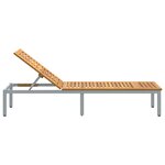 vidaXL Chaise Longue Grise 200x55x35 cm Bois de Teck Massif
