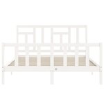 vidaXL Cadre de lit avec tête de lit blanc King Size bois massif