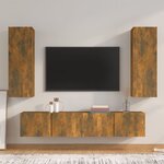 vidaXL Ensemble de meubles TV 4 Pièces Chêne fumé Bois d'ingénierie