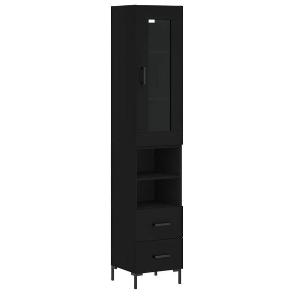 vidaXL Buffet haut Noir 34 5x34x180 cm Bois d'ingénierie