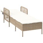 vidaXL Lounge de Soleil Beige et crème Rotin PE 157 x 55 x 92 cm Pliable