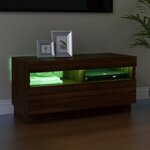 vidaXL Meuble TV avec lumières LED chêne marron 80x35x40 cm