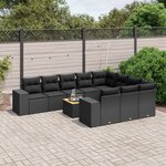 vidaXL Salon de jardin 11 Pièces avec coussins noir résine tressée