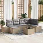 vidaXL Ensemble de canapé de jardin 7 pièces avec coussins en poly rattan noir