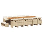 vidaXL Ensemble à manger de jardin et coussins 17 Pièces beige