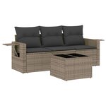 vidaXL Salon de jardin 4 Pièces avec coussins gris résine tressée