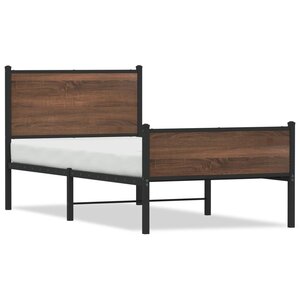 vidaXL Cadre de lit en métal sans matelas chêne marron 90x200 cm