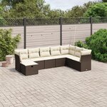 vidaXL Salon de jardin 8 Pièces avec coussins marron résine tressée