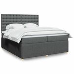 vidaXL Sommier à lattes de lit avec matelas Gris foncé 200x200cm Tissu