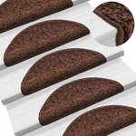 vidaXL Tapis d'escalier 15 Pièces marron 56x17x3 cm