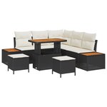 vidaXL Ensemble de canapé de jardin de 8 pièces avec coussins en poly rattan noir et acacia