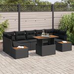 vidaXL Ensemble de Canapés de Jardin de 8 Pièces avec Coussins Noir Rattan Poly