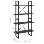 vidaXL Bibliothèque à 4 niveaux gris 80x30x140 cm bois d'ingénierie