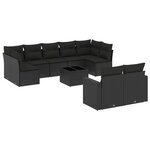 vidaXL Salon de jardin 10 Pièces avec coussins noir résine tressée