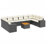 vidaXL Salon de jardin 11 Pièces avec coussins noir résine tressée