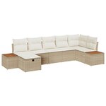 Ensemble canapés jardin vidaXL 7 pièces avec coussins Beige Poly Rattan