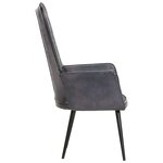 vidaXL Chaise à oreilles Gris Cuir véritable