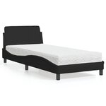 vidaXL Lit avec matelas noir 90x200 cm tissu